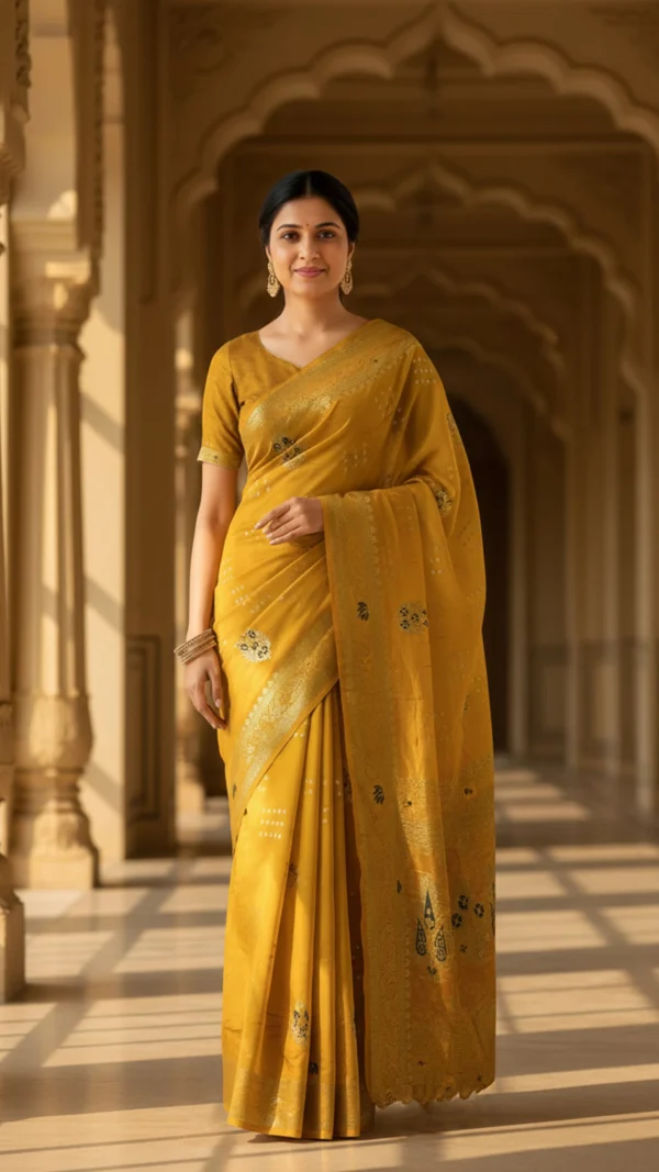 Royal Yellow Dola Silk Saree for Women | Soft Banarasi Weave Designer Saree | Wedding & Festive Wear | KUPIKET