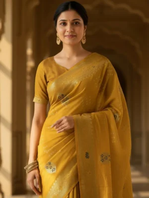 Royal Yellow Dola Silk Saree for Women | Soft Banarasi Weave Designer Saree | Wedding & Festive Wear | KUPIKET