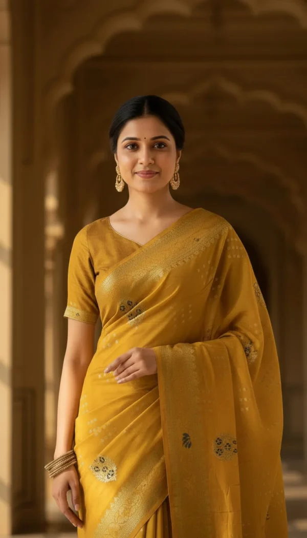 Royal Yellow Dola Silk Saree for Women | Soft Banarasi Weave Designer Saree | Wedding & Festive Wear | KUPIKET