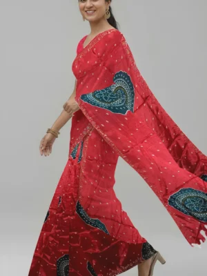 soft chinon saree pink