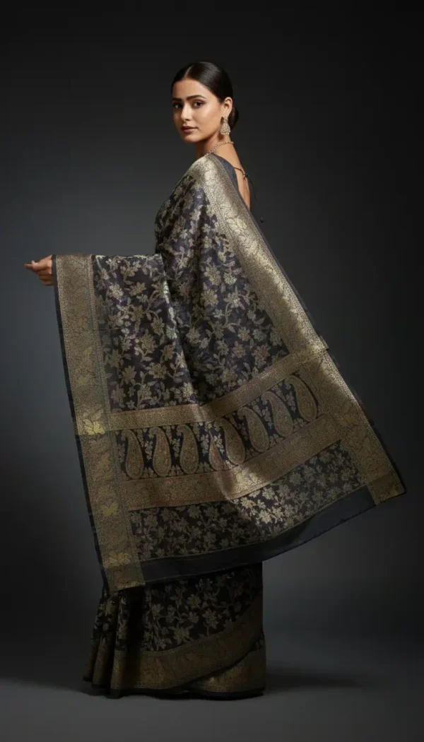 Premium Brasso Navy Blue Saree for Women | Party Wear Designer Transparent Brasso Saree with Elegant Shine | Wedding & Festive Special Collection