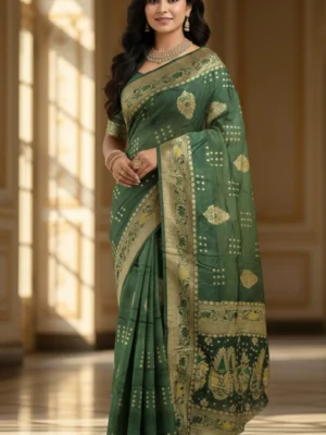 Royal Bottle Green Dola Silk Saree for Women | Rich Festive Wedding Wear Designer Saree