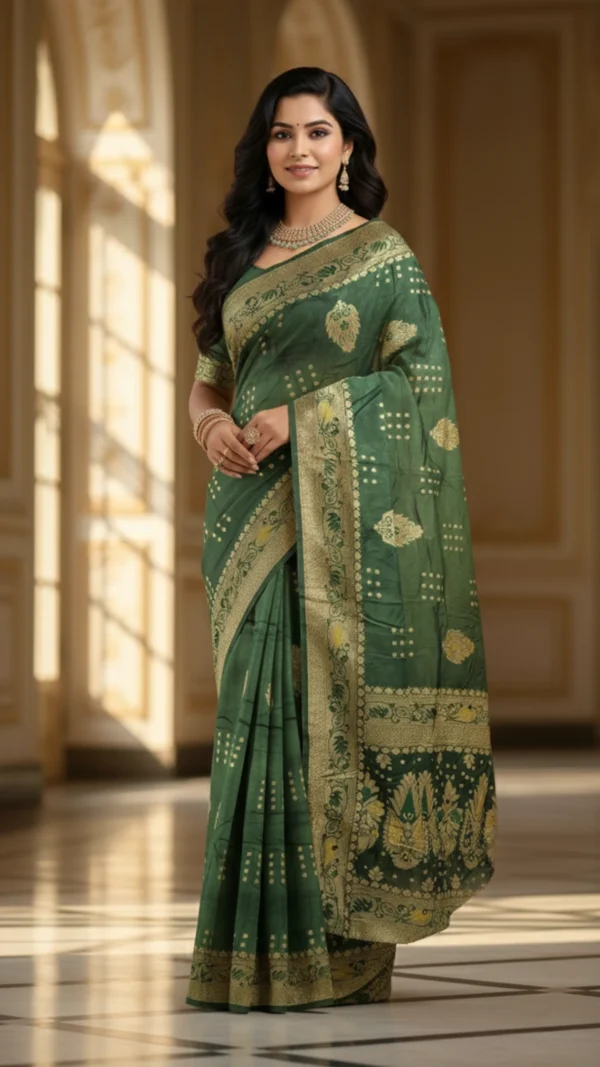 Royal Bottle Green Dola Silk Saree for Women | Rich Festive Wedding Wear Designer Saree