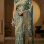 Luxury Bottle Green Soft Brasso Saree for Women – Elegant Party Wear Designer Saree with Rich Pallu & Premium Fall