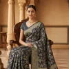 Premium Brasso Navy Blue Saree for Women | Party Wear Designer Transparent Brasso Saree with Elegant Shine | Wedding & Festive Special Collection