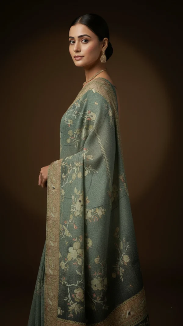 Luxury Bottle Green Soft Brasso Saree for Women – Elegant Party Wear Designer Saree with Rich Pallu & Premium Fall