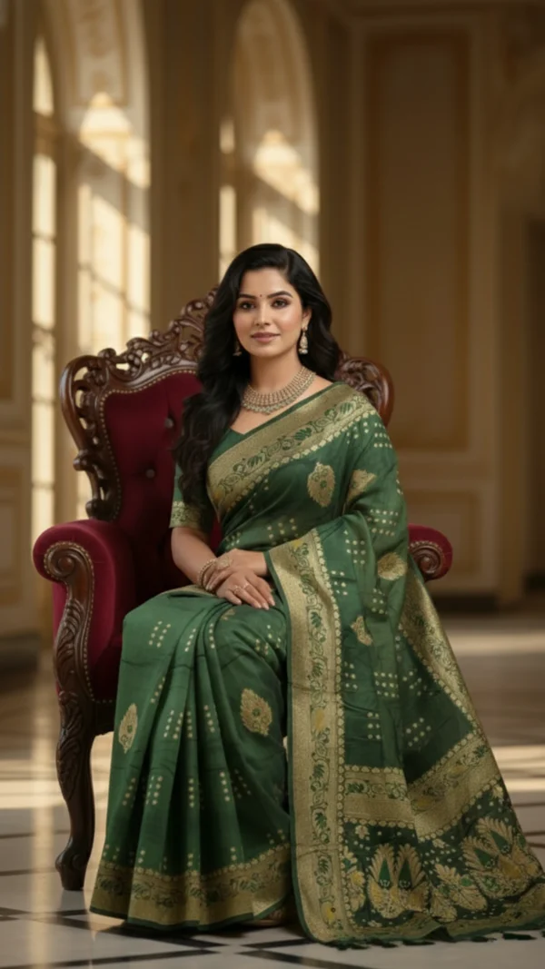 Royal Bottle Green Dola Silk Saree for Women | Rich Festive Wedding Wear Designer Saree