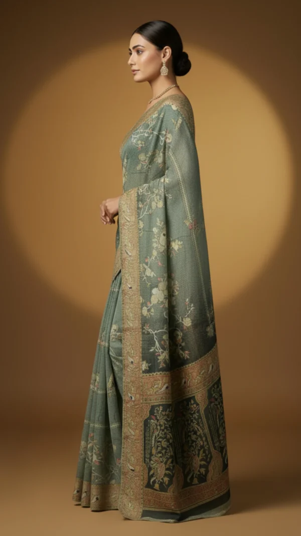 Luxury Bottle Green Soft Brasso Saree for Women – Elegant Party Wear Designer Saree with Rich Pallu & Premium Fall