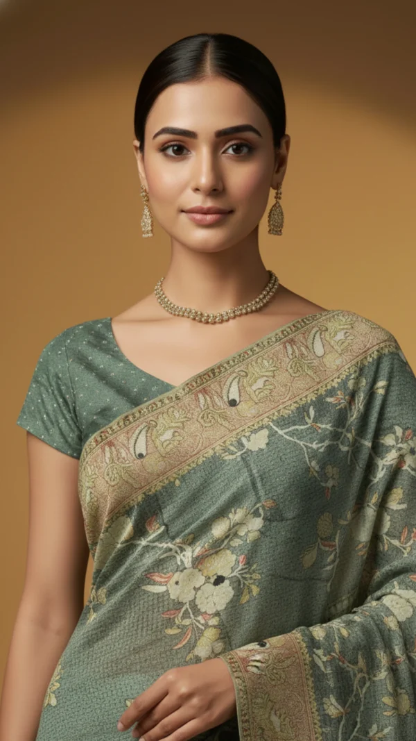 Luxury Bottle Green Soft Brasso Saree for Women – Elegant Party Wear Designer Saree with Rich Pallu & Premium Fall