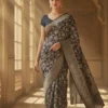 Premium Brasso Navy Blue Saree for Women | Party Wear Designer Transparent Brasso Saree with Elegant Shine | Wedding & Festive Special Collection