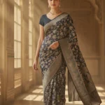 Premium Brasso Navy Blue Saree for Women | Party Wear Designer Transparent Brasso Saree with Elegant Shine | Wedding & Festive Special Collection