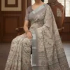 Premium Cotton Silk Saree in Elegant Gray & Peach – Soft Lightweight Designer Party Wear Saree for Women