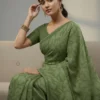 Premium Green Synthetic Saree with Swarovski Border | Party Wear Designer Saree for Wedding & Festive Collection